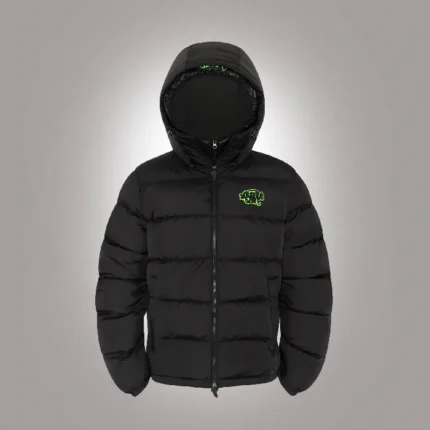SYNA DOUBLE PUFFER JACKET BLACK NEON GREEN (1)