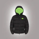 SYNA DOUBLE PUFFER JACKET BLACK NEON GREEN