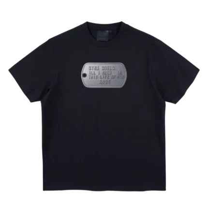 LIFE OF SYN DOG TAG PRINTED TEE – BLACK